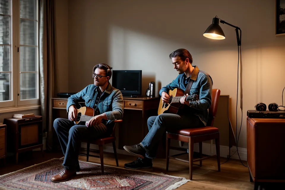 Main de débutant tournant les mécaniques d'une guitare pour l'accorder à l'oreille sans accordeur