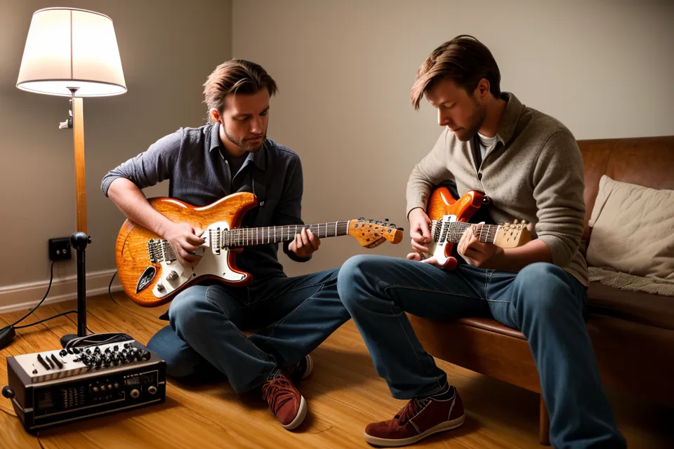 Gros plan sur la main gauche d'un débutant qui travaille la technique des accords de guitare, doigts posés sur un accord de Do