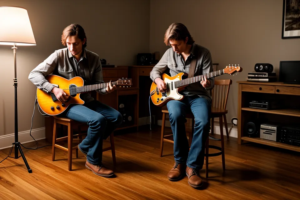 Écran du logiciel d'enregistrement avec les pistes de guitare électrique capturées dans un coin home studio à Grenoble