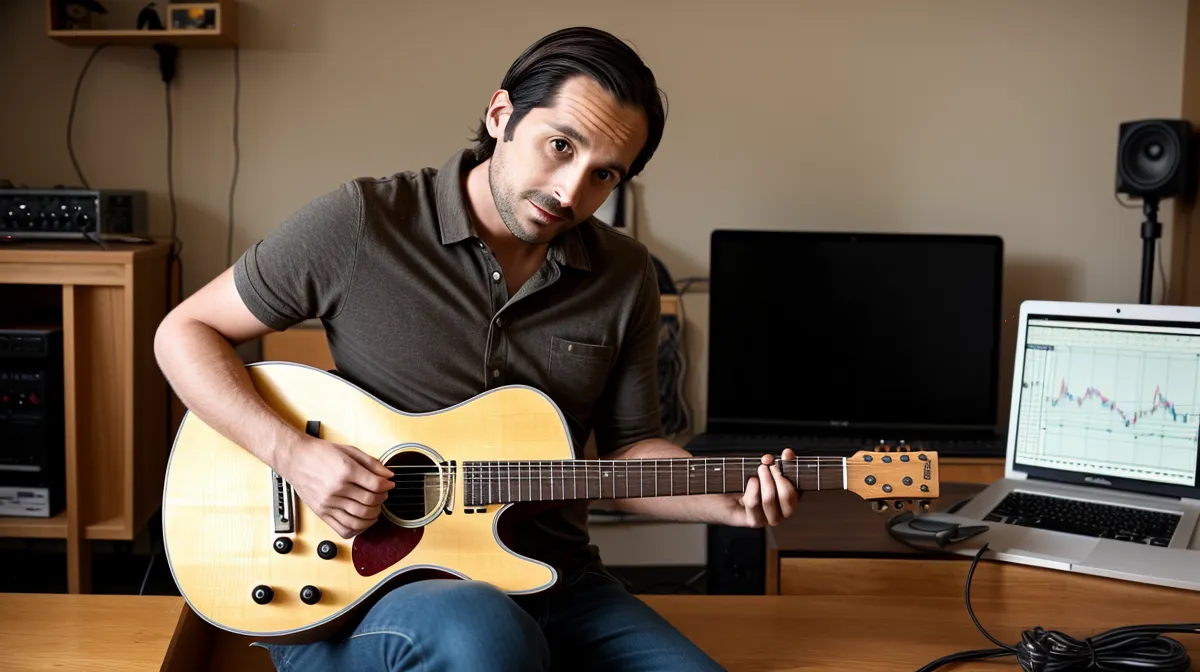 Riff de guitare facile choisi pour un premier enregistrement à la maison par un débutant