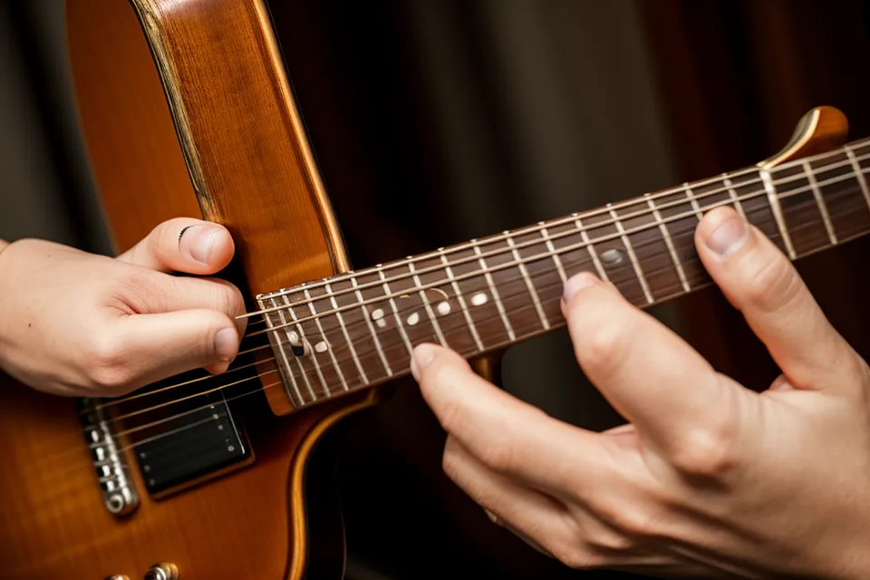 Débutant en guitare retirant les vieilles cordes lors de l'entretien de son acoustique
