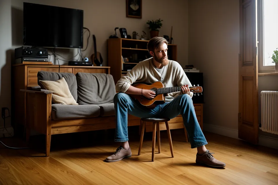 Gros plan sur le chevalet et les chevilles d'une guitare acoustique, accessoire clé de l'entretien guitare