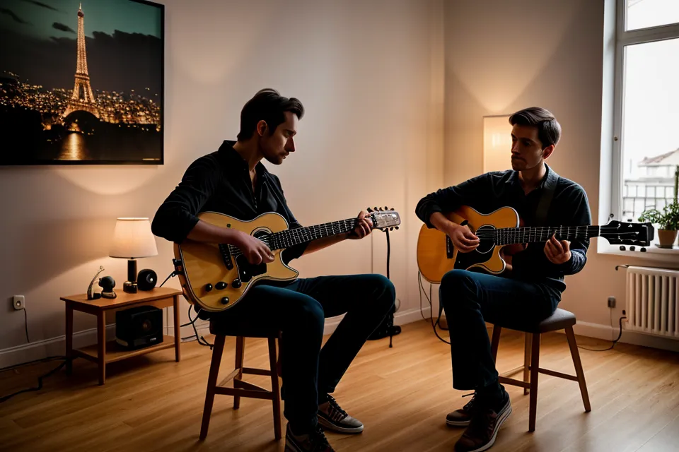 Micro dynamique posé devant la grille d'un ampli guitare pour tester le placement du son