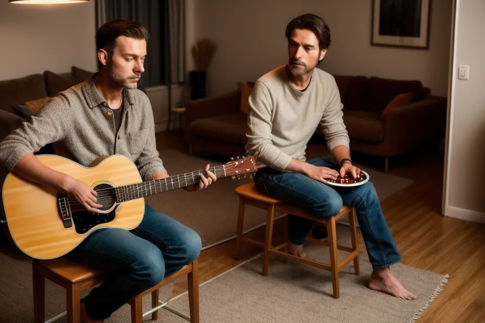 Guitare orientée loin de l'ordinateur pour limiter les bruits parasites en home studio débutant