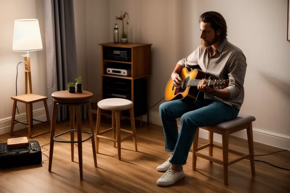 Pack de batterie Kompa God utilisé comme rythme d'entraînement pendant des exercices de guitare à la maison