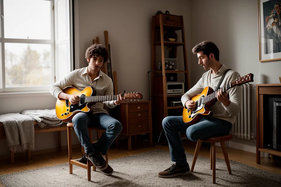 Gros plan sur les doigts d'un débutant en guitare plaçant un accord ouvert avant un riff d'AC/DC