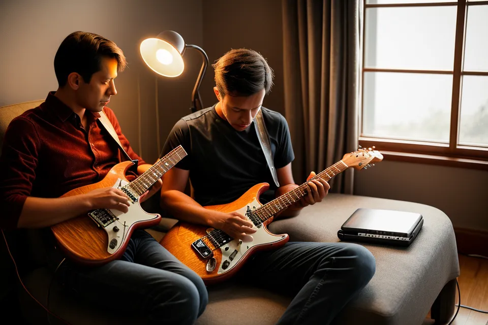 Écran d'ordinateur affichant des fichiers de batterie utilisés pour travailler le rythme d'un blues à la guitare