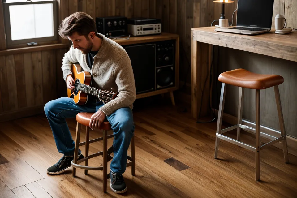 Débutant à la guitare dans son coin home studio, doigts endoloris après une semaine d'accords ratés