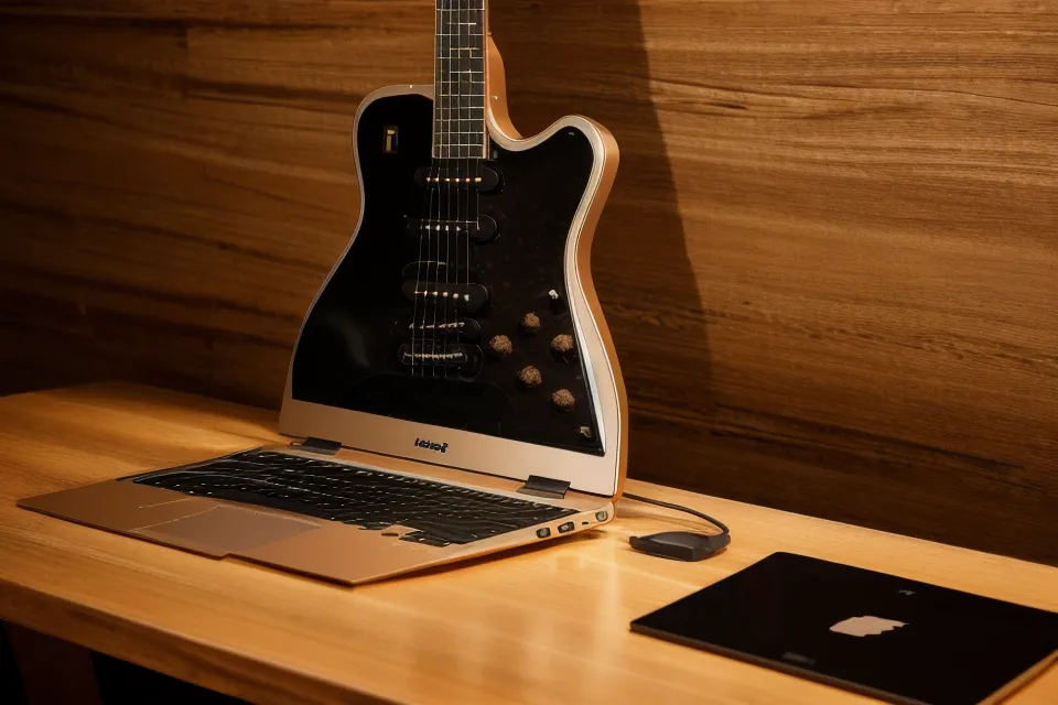 Écran affichant la méthode de riffs simplifiée que suit ce débutant à la guitare pour progresser sans solfège